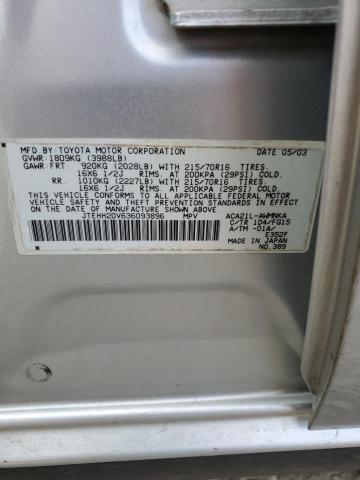 JTEHH20V636093896 - 2003 TOYOTA RAV4 银色 照片 12