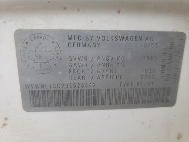 WVWNL73C29E528442 - 2009 VOLKSWAGEN CC SPORT WHITE photo 12