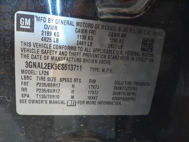 3GNAL2EK5ES613711 - 2014 CHEVROLET CAPTIVA LS 石墨色 照片 13