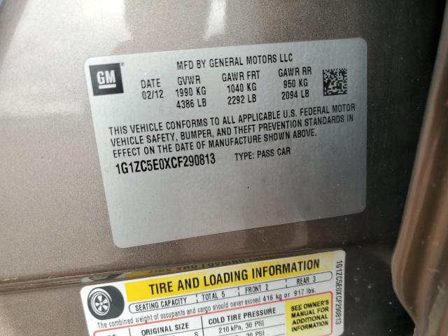 1G1ZC5E0XCF290813 - 2012 CHEVROLET MALIBU 1LT Brązowy zdjęcie 12