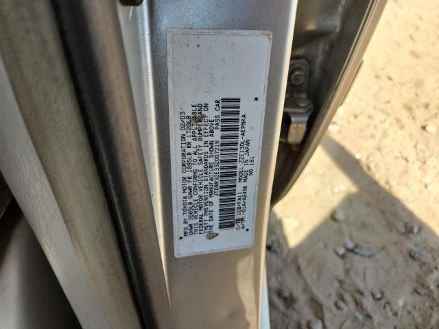 JTDBR32E332007218 - 2003 TOYOTA COROLLA CE SILVER photo 12