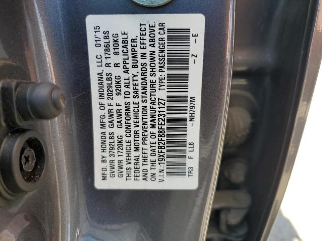 19XFB2F88FE231127 - 2015 HONDA CIVIC EX GRAY photo 12