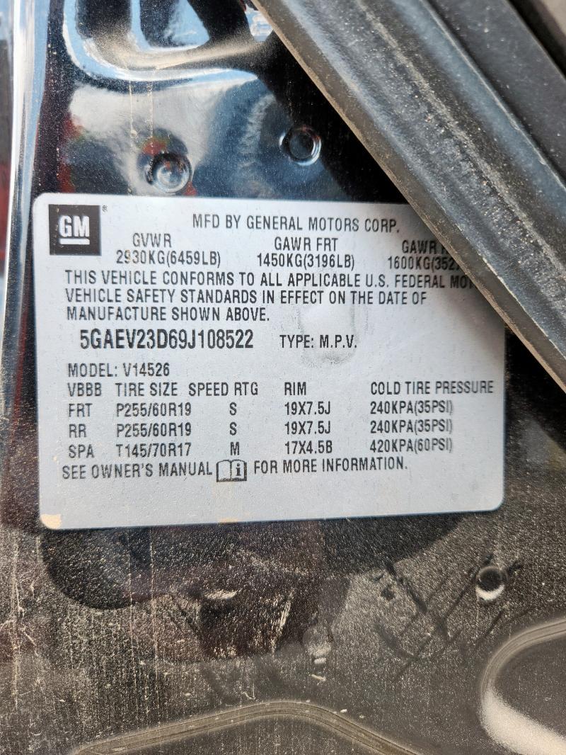 5GAEV23D69J108522 - 2009 BUICK ENCLAVE CXL BLACK photo 13