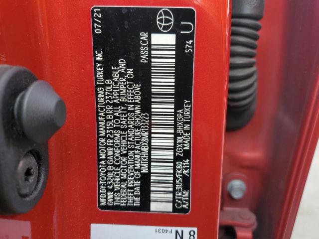 NMTKHMBX8MR133223 - 2021 TOYOTA C-HR XLE RED photo 13