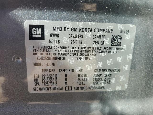 KL4CJESB5KB920536 - 2019 BUICK ENCORE PREFERRED Szary zdjęcie 13