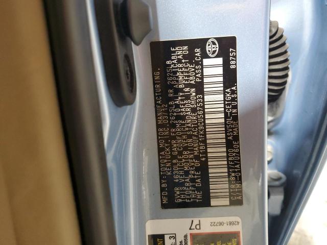 4T1BF1FK9CU567533 - 2012 TOYOTA CAMRY BASE BLUE photo 13