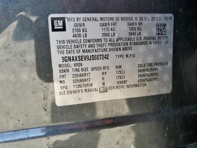 3GNAXSEV9JS607242 - 2018 CHEVROLET EQUINOX LT CHARCOAL photo 13