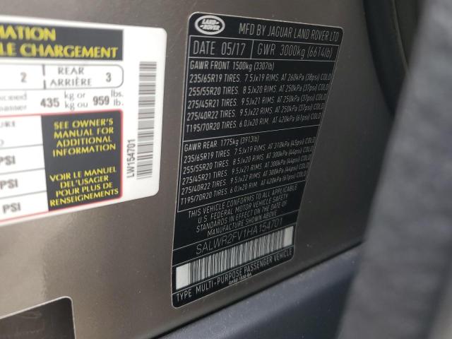 SALWR2FV1HA154701 - 2017 LAND ROVER RANGE ROVE HSE BROWN photo 14