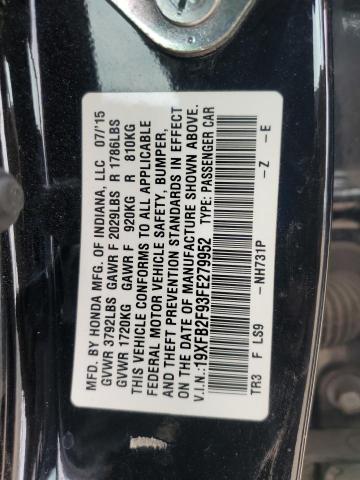 19XFB2F93FE279952 - 2015 HONDA CIVIC EXL BLACK photo 12