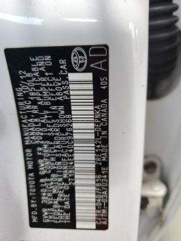 2T1BU4EE4DC976268 - 2013 TOYOTA COROLLA BASE 白色 照片 12