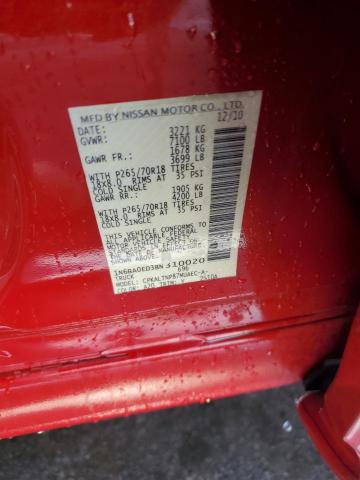 1N6BA0ED3BN310020 - 2011 NISSAN TITAN S RED photo 12