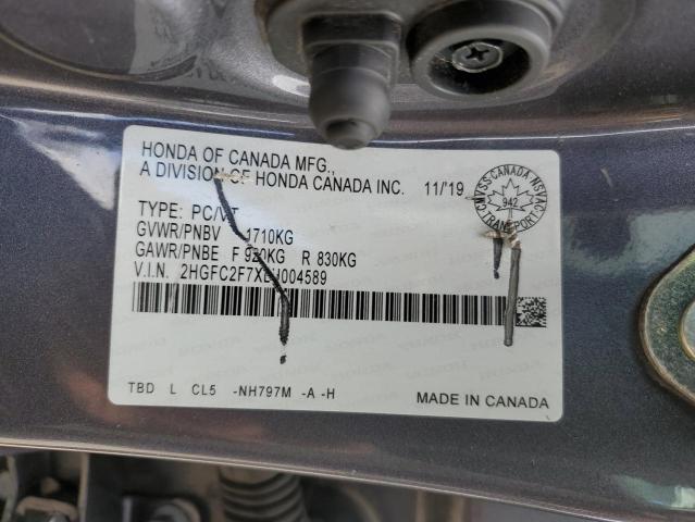 2HGFC2F7XLH004589 - 2020 HONDA CIVIC EX GRAY photo 13