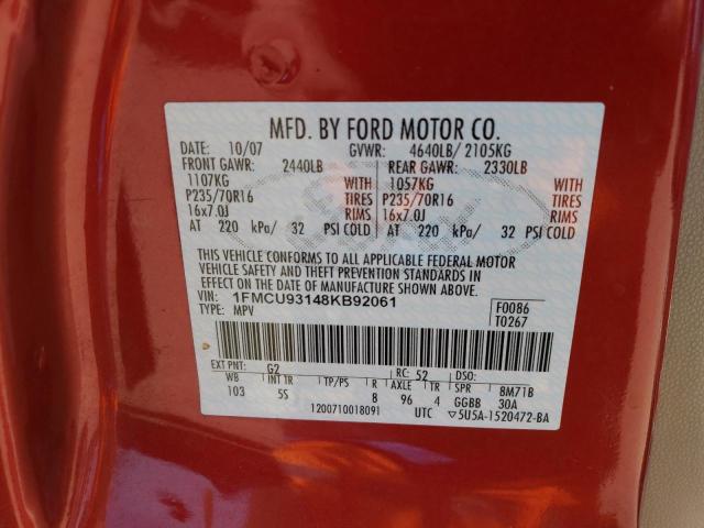 1FMCU93148KB92061 - 2008 FORD ESCAPE XLT RED photo 13