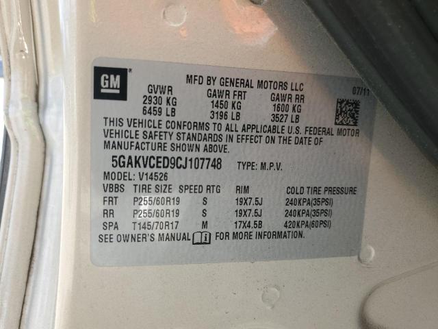 5GAKVCED9CJ107748 - 2012 BUICK ENCLAVE CREAM photo 13