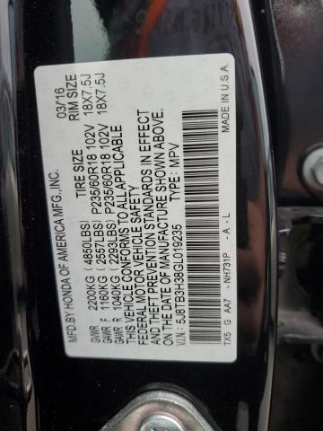 5J8TB3H38GL019235 - 2016 ACURA RDX BLACK photo 13