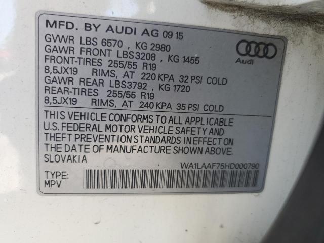 WA1LAAF75HD000790 - 2017 AUDI Q7 PREMIUM PLUS თეთრი ფოტო 12