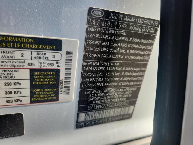 SALWV2TF5EA368353 - 2014 LAND ROVER RANGE ROVE AUTOBIOGRAPHY WHITE photo 12