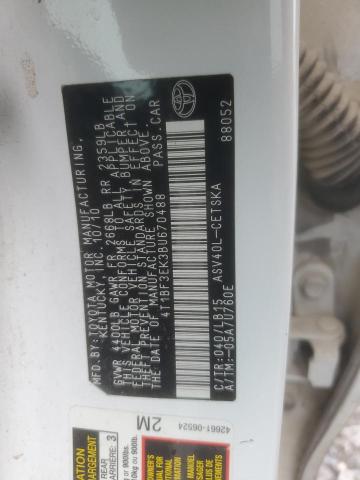 4T1BF3EK3BU670488 - 2011 TOYOTA CAMRY BASE WHITE photo 12