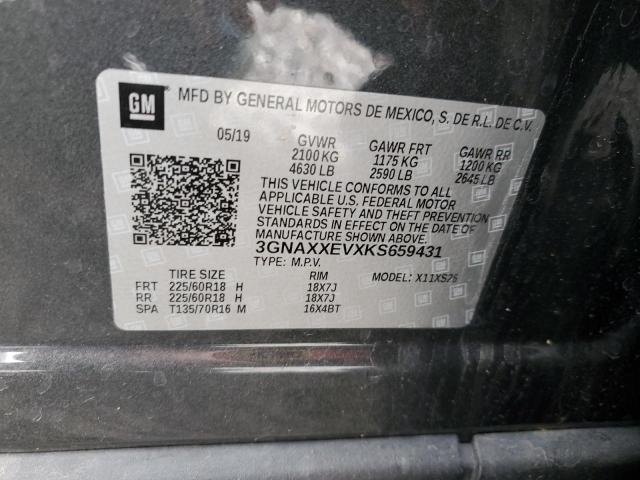 3GNAXXEVXKS659431 - 2019 CHEVROLET EQUINOX PREMIER GRAY photo 12