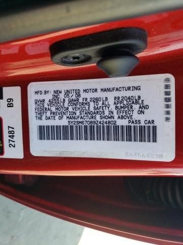 5Y2SM67089Z424802 - 2009 PONTIAC VIBE RED photo 12