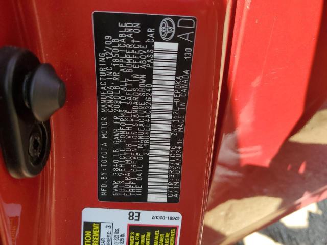 2T1BU4EE4AC326240 - 2010 TOYOTA COROLLA BASE 红色 照片 12