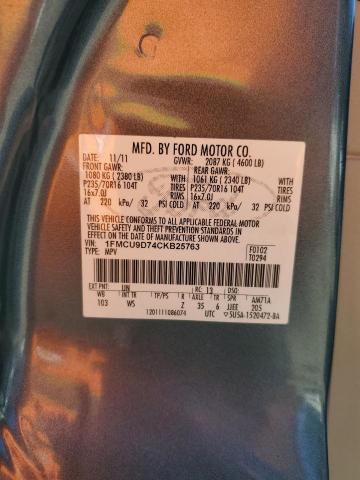 1FMCU9D74CKB25763 - 2012 FORD ESCAPE XLT 蓝色 照片 12