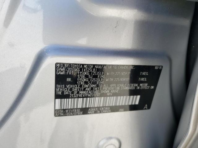 2T3ZFREV7FW231707 - 2015 TOYOTA RAV4 LE SILVER photo 13