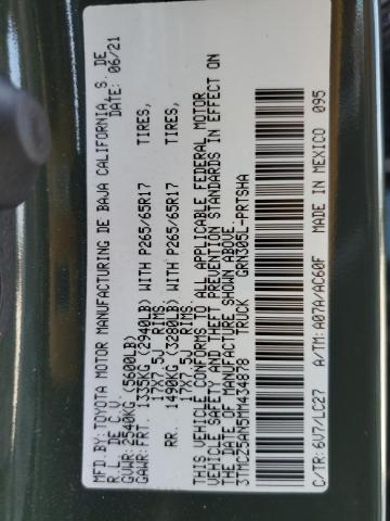3TMCZ5AN5MM434878 - 2021 TOYOTA TACOMA DOUBLE CAB 绿色 照片 12