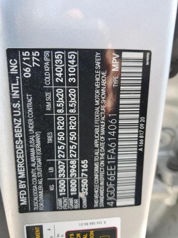 4JGDF6EE1FA614061 - 2015 MERCEDES-BENZ GL 450 4MATIC SILVER photo 13