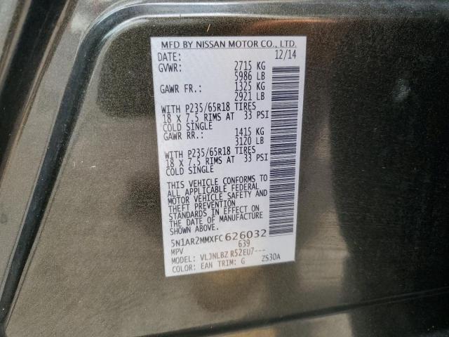 5N1AR2MMXFC626032 - 2015 NISSAN PATHFINDER S მწვანე ფოტო 13