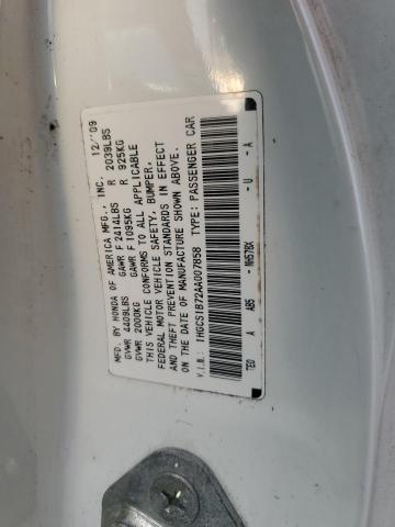 1HGCS1B72AA007858 - 2010 HONDA ACCORD EX WHITE photo 12
