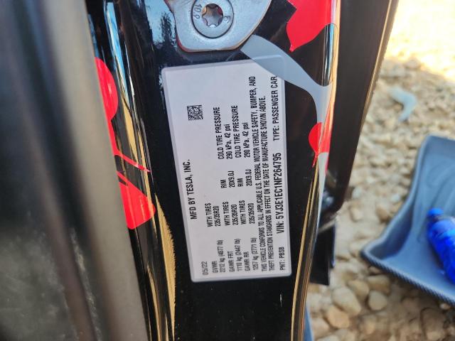 5YJ3E1EC1NF264795 - 2022 TESLA MODEL 3 BLACK photo 12