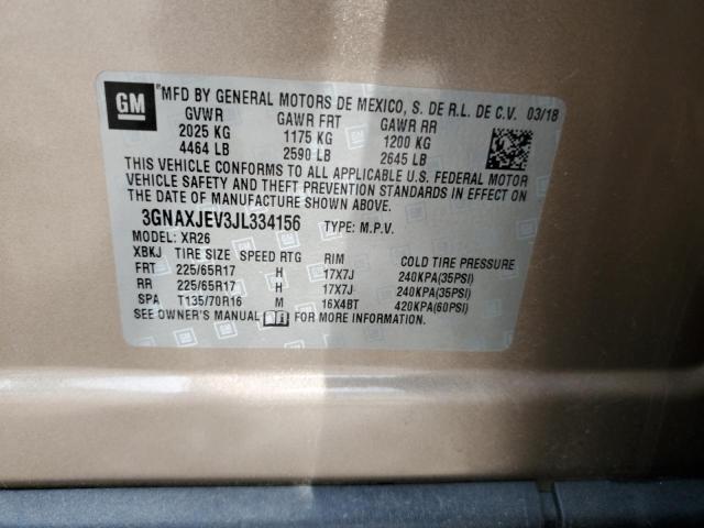 3GNAXJEV3JL334156 - 2018 CHEVROLET EQUINOX LT Brązowy zdjęcie 13