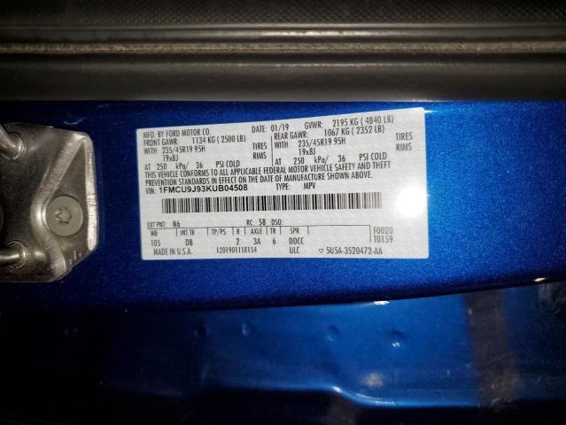 1FMCU9J93KUB04508 - 2019 FORD ESCAPE TITANIUM BLUE photo 14