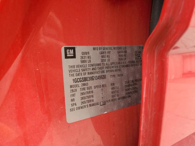 1GCGSBE30G1349638 - 2016 CHEVROLET COLORADO 红色 照片 13