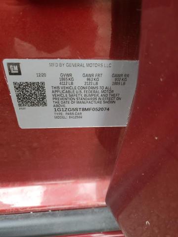 1G1ZG5ST8MF052074 - 2021 CHEVROLET MALIBU RS RED photo 12