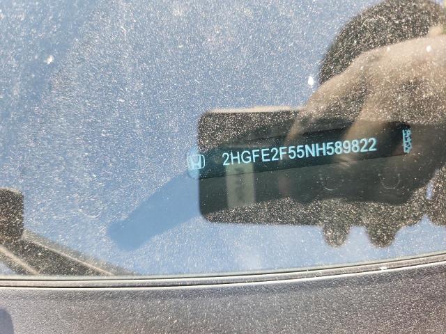 2HGFE2F55NH589822 - 2022 HONDA CIVIC SPORT GRAY photo 12