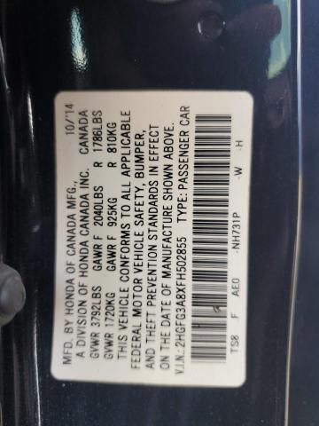 2HGFG3A8XFH502855 - 2015 HONDA CIVIC EX Qara foto 13