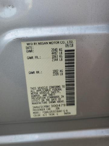 1N4AZ1CP8KC300479 - 2019 NISSAN LEAF S SILVER photo 12