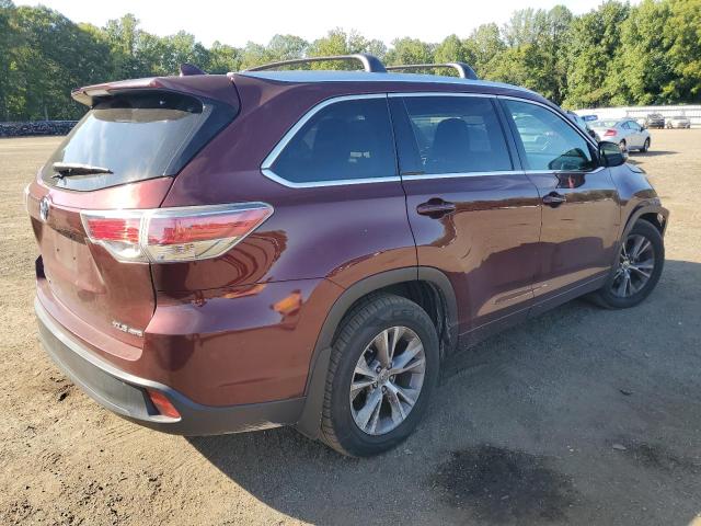 5TDJKRFH2ES010775 - 2014 TOYOTA HIGHLANDER XLE Burdeos foto 3