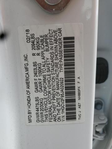 1HGCV2F95JA020922 - 2018 HONDA ACCORD TOURING თეთრი ფოტო 12
