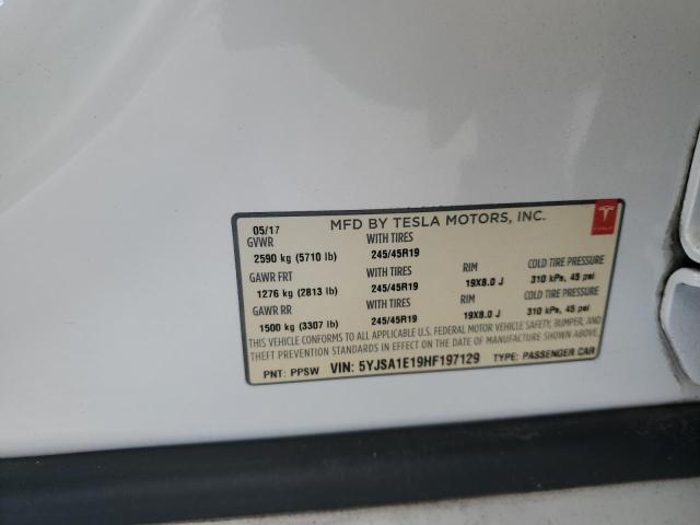 5YJSA1E19HF197129 - 2017 TESLA MODEL S Ağ foto 12