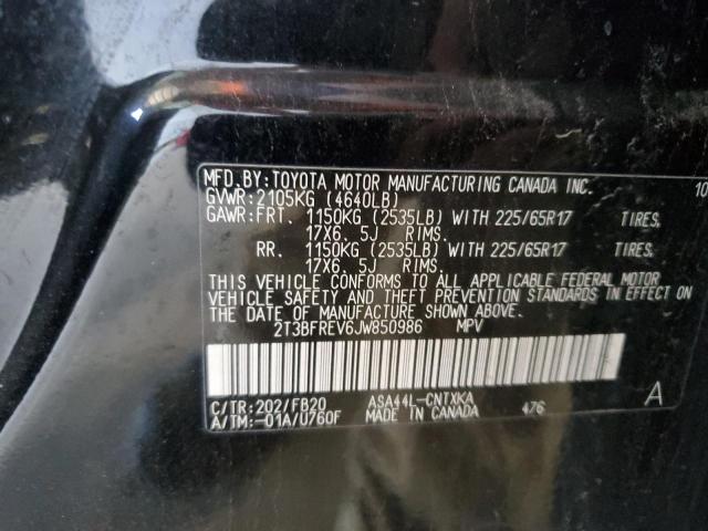 2T3BFREV6JW850986 - 2018 TOYOTA RAV4 LE Черный фото 13