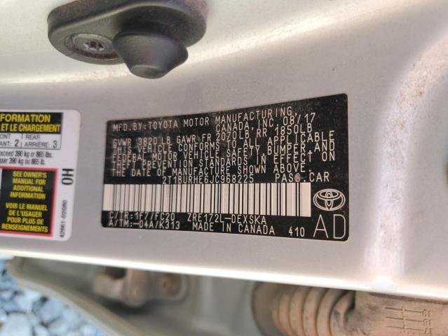 2T1BURHE6JC968225 - 2018 TOYOTA COROLLA L 银色 照片 12