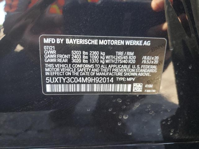 5UXTY3C04M9H92014 - 2021 BMW X3 SDRIVE30I Սև լուսանկար 13