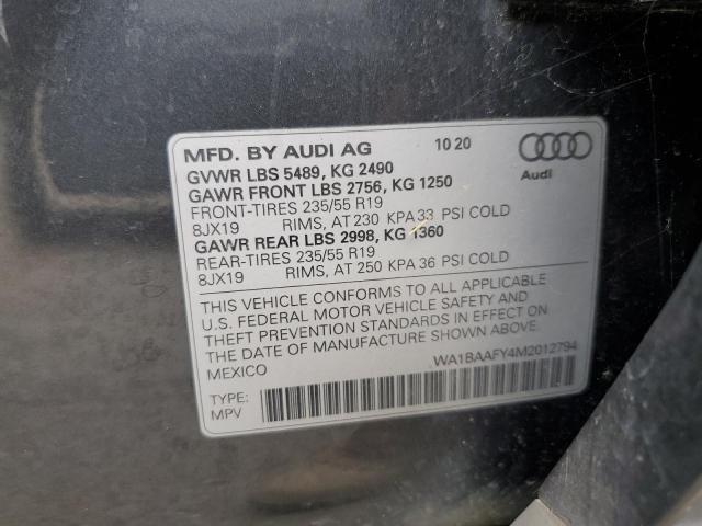 WA1BAAFY4M2012794 - 2021 AUDI Q5 PREMIUM PLUS GRAY photo 14