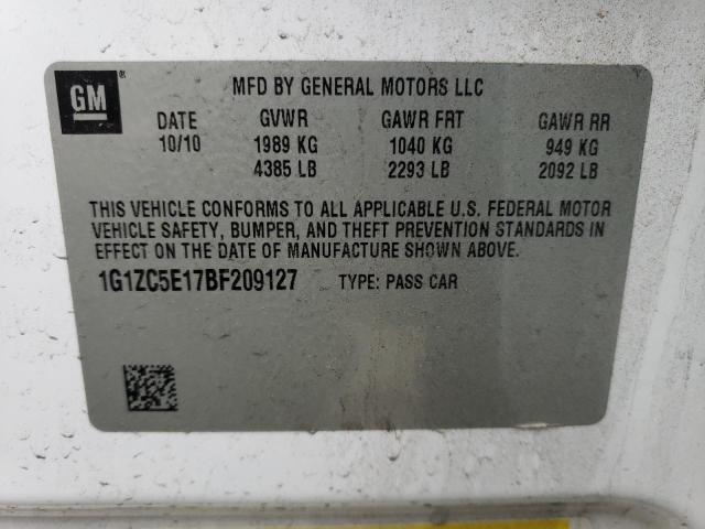 1G1ZC5E17BF209127 - 2011 CHEVROLET MALIBU 1LT WHITE photo 12