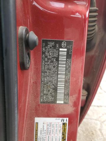 JTDBU4EE0AJ079383 - 2010 TOYOTA COROLLA BASE 红色 照片 12