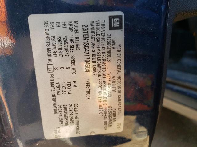 2GTEK13C471704504 - 2007 GMC NEW SIERRA K1500 BLUE photo 12