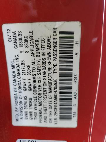 2HGFG4A56CH705930 - 2012 HONDA CIVIC SI RED photo 12